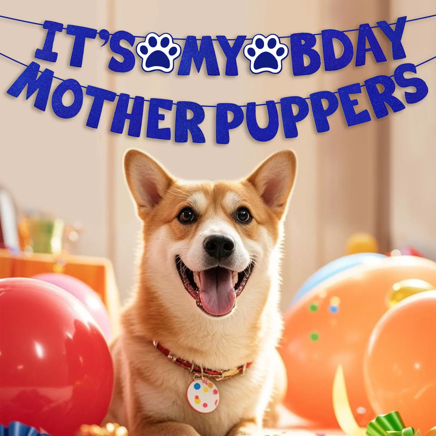 Geburtstagsparty-Set für Hunde – Bandana, Hut, Fliege und Geburtstagsbanner für kleine Hunde, Welpendekoration mit It's My Bday Signs Junge/Mädchen – Detail 8