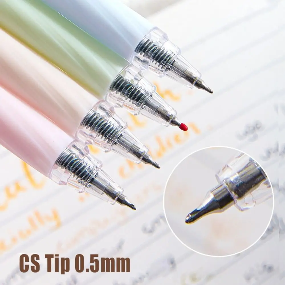 4PCS/Set Simple Soft Grip Ballpoint Pen CS Tip Quick Drying Gel Pen 0.5mm Black Ink Press Type Writing Tool Students
