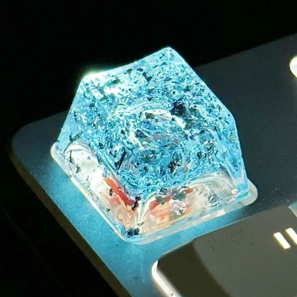 أغطية مفاتيح ورقية من رقائق الذهب العالمية، مفتاح صغير ثلاثي الأبعاد من الراتنج الشفاف، غطاء لوحة المفاتيح، غطاء مفاتيح ميكانيكي مصنوع يدويًا