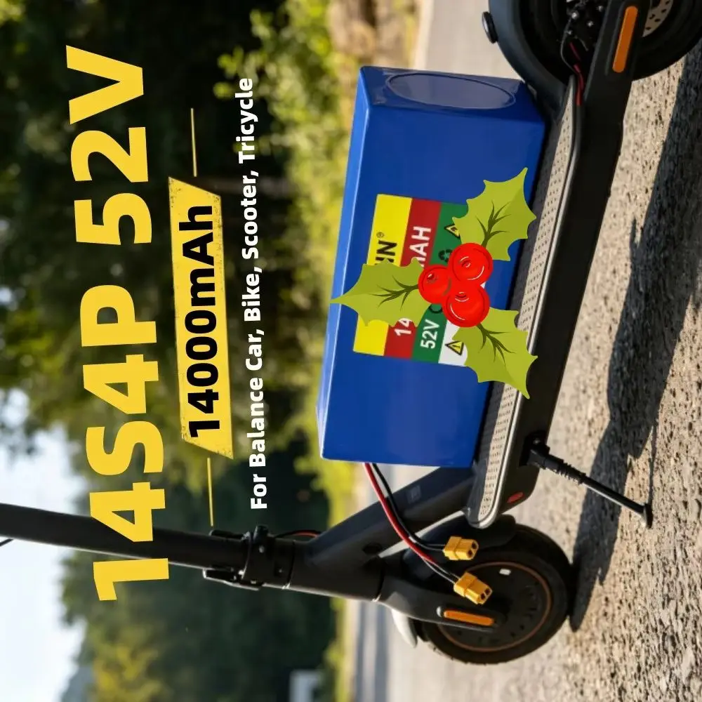 52V 14S4P 14000mAh 1500W High Capacity 18650 Lithium Battery Pack with BMS for Electric Balance Car Bike Scooter Tricycle