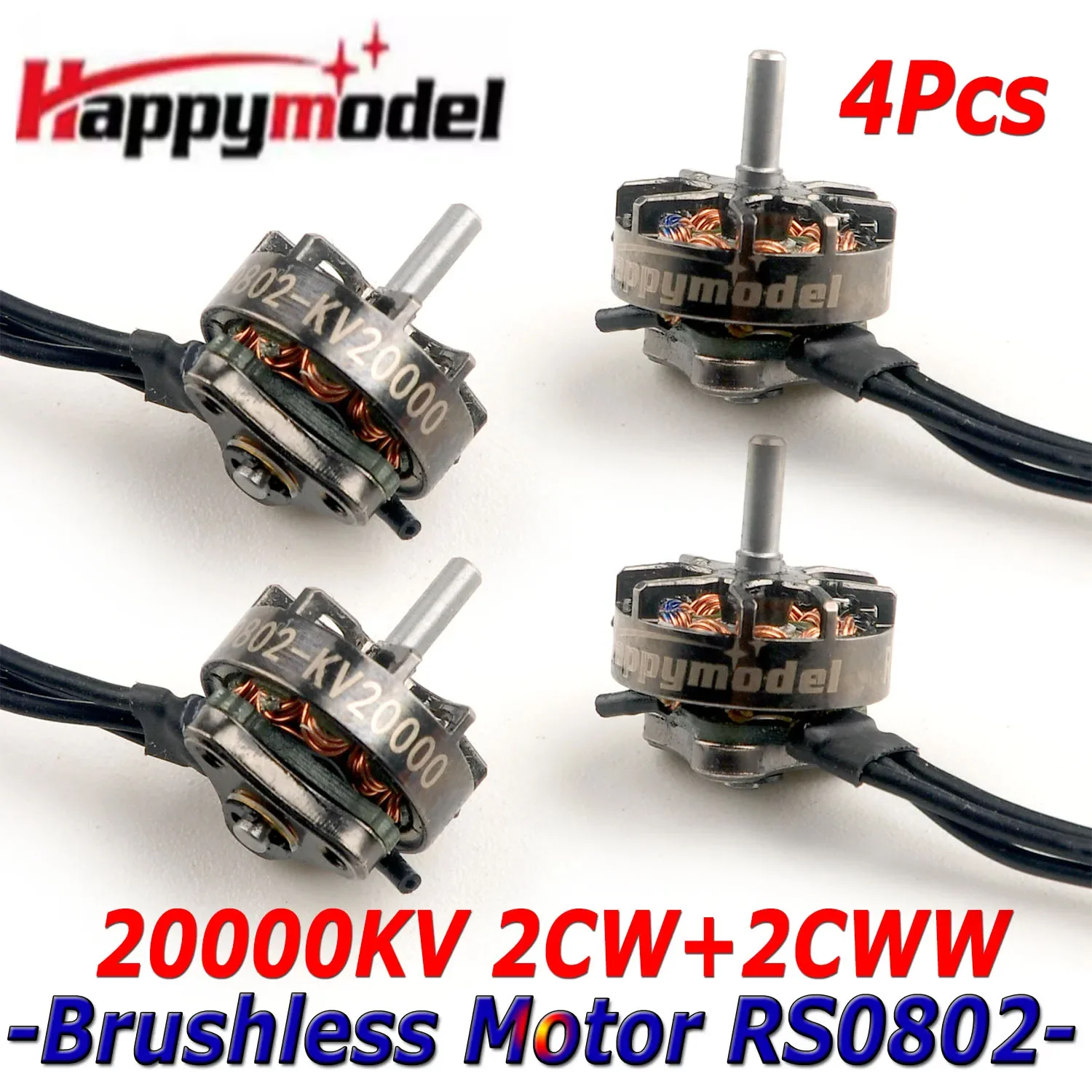 SkyDElHappyModel Waterproof Brushless Motor RS0802 1S 20000KV 2CW+2CCW 4Pcs For RC FPV Freestyle Mobula7 HD Tinywhoop s Mod