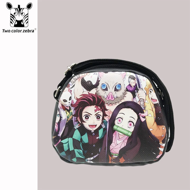 Cosplay Dämon Slayer Anime doppelseitige PU Make-Up Lagerung Tasche kinder Umhängetasche Schulter Taschen Geldbörse