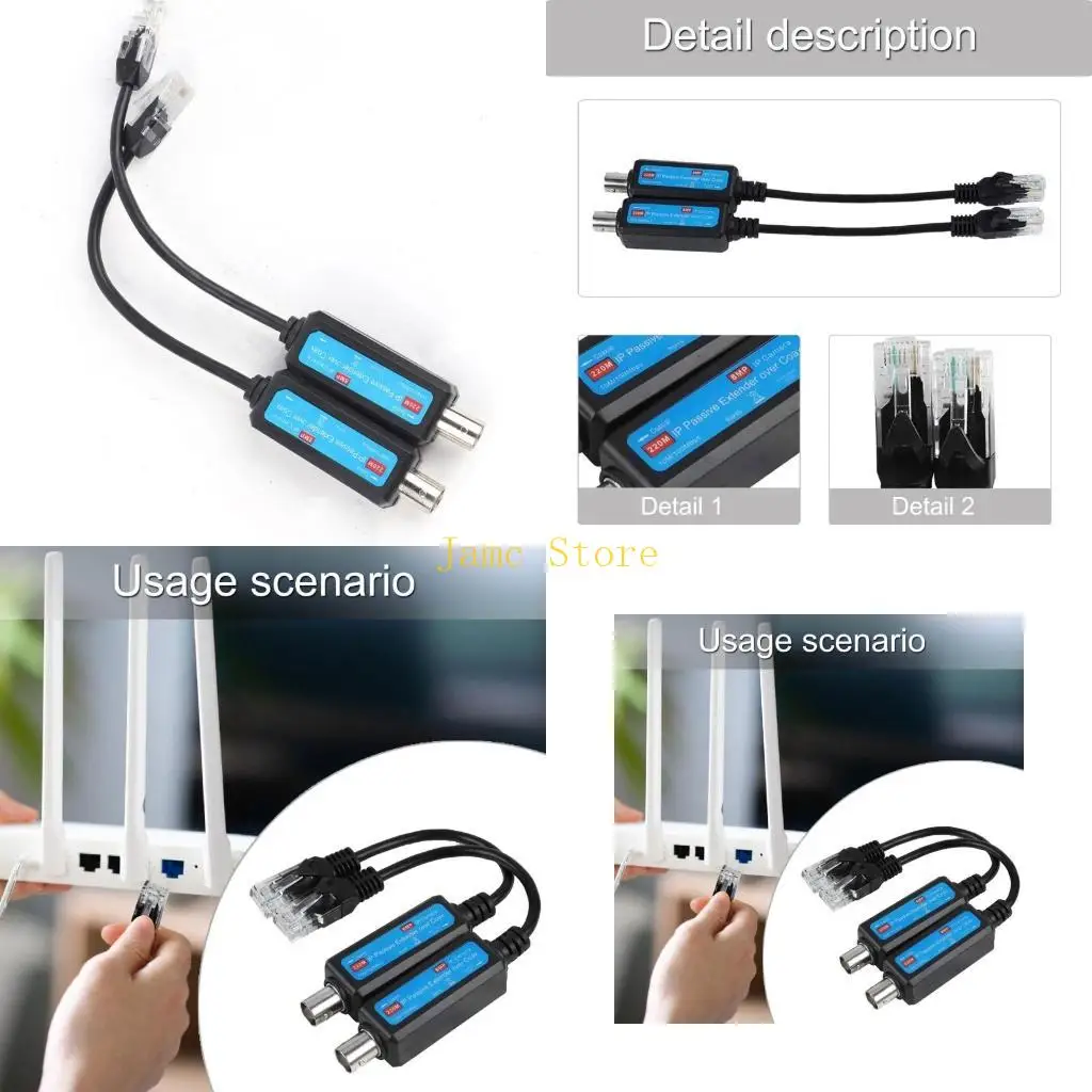 

LX0B IP Passive Extender Ethernet via Coaxial Adapter Transmitter for IP Cameras