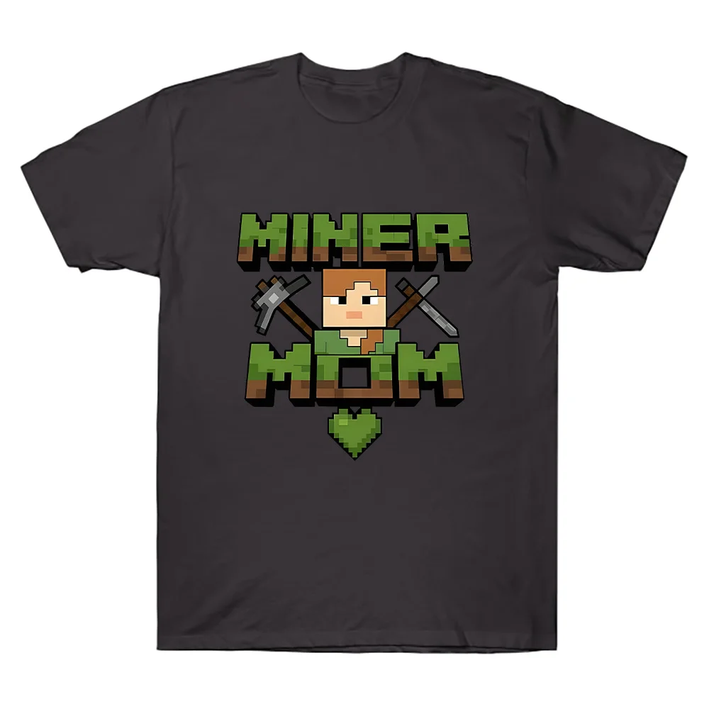 

2025 New Summer Fill in Mom T-Shirt Fun Pixel Game T-Shirt Unisex Cotton Mother's Day Gift Caring Mom T-Shirt Large Size