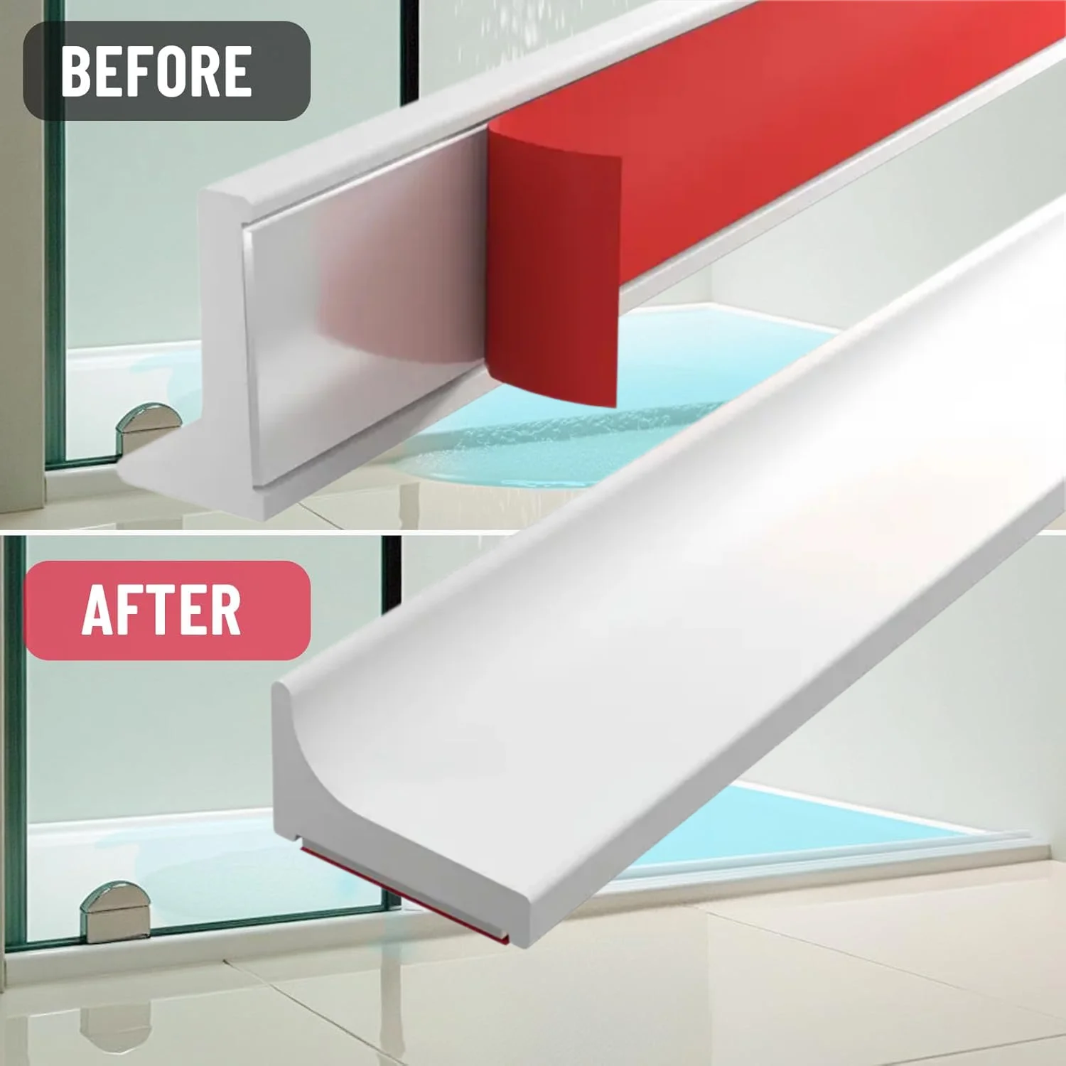 2/1/0.5M Water Stopper Strip,Self-Adhesive Waterproof Water Barrier for Bathroom Shower, Kitchen Sink,Dry Wet Separation