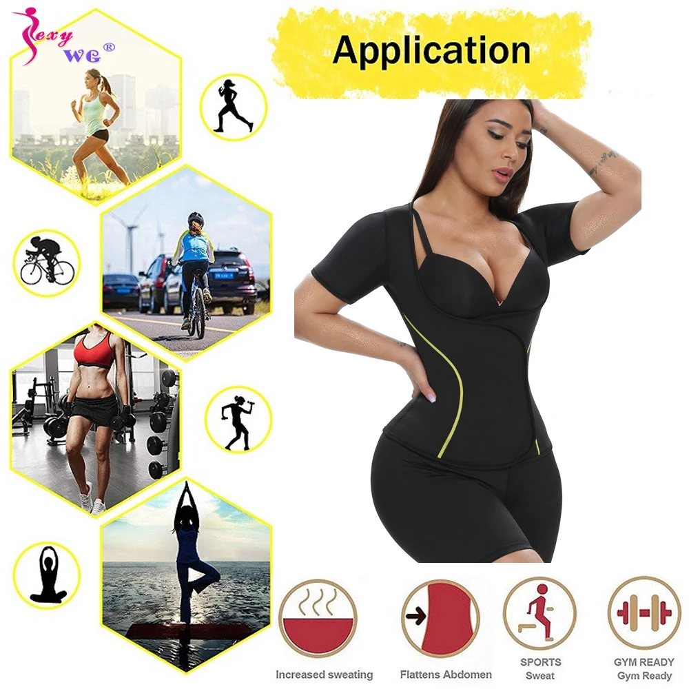 Sexywg Vrouwen Hot Neopreen Vest Afslanken Zweet Top Korte Mouwen Workout Thermo Sauna Zweet Shirt Body Shpaer Tops Voor Gewicht verlies