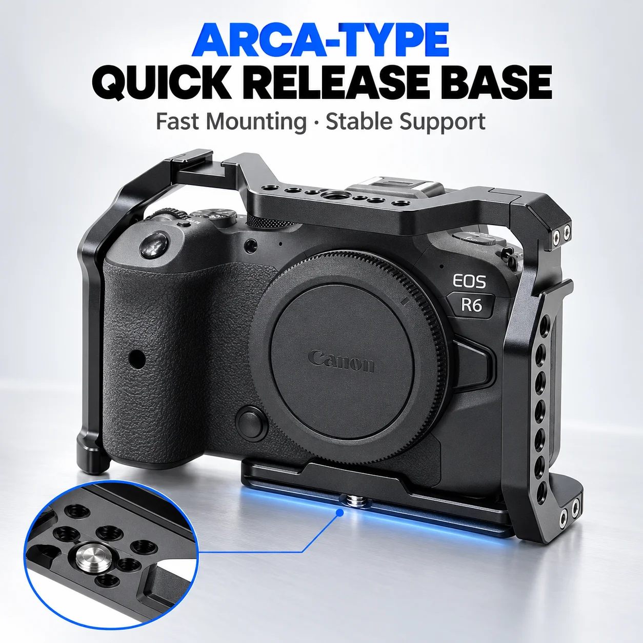 SOARSHOT CCR-56 Camera Cage for Canon EOS R5 R5C R6 R6 Mark II R6 Mark III Full Cage with Arca Quick Release Base Cold Shoe