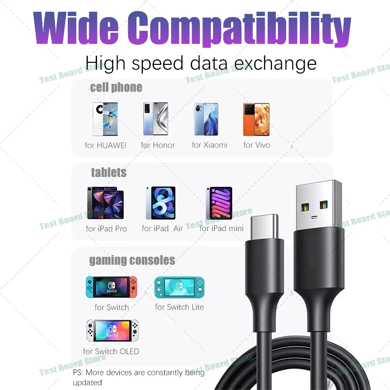 Câble de données 1Pce Type-C USB3.0 USB-C mâle à USB-A 600 développements câble de transmission de données pour Switch Huawei iPad Pro