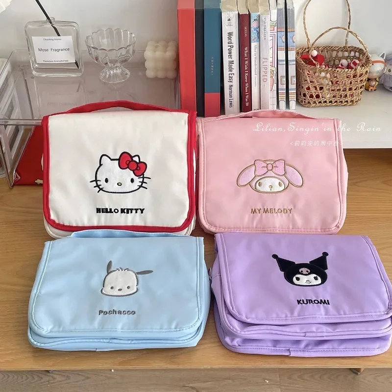 

Sanrio Kawaii Hello Kitty Kuromi Makeup Bag Girls Cute Cartoon Anime Multi-Functional Large Capacity Portable Toiletry Bag Gifts