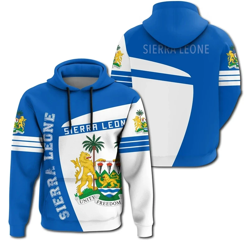 Sierra Leone National Emblem Flag 3D Pirnt Hoodies Spring Long Sleeve Street Casual Unisex Pullovers Oversized Hooded Sweatshirt