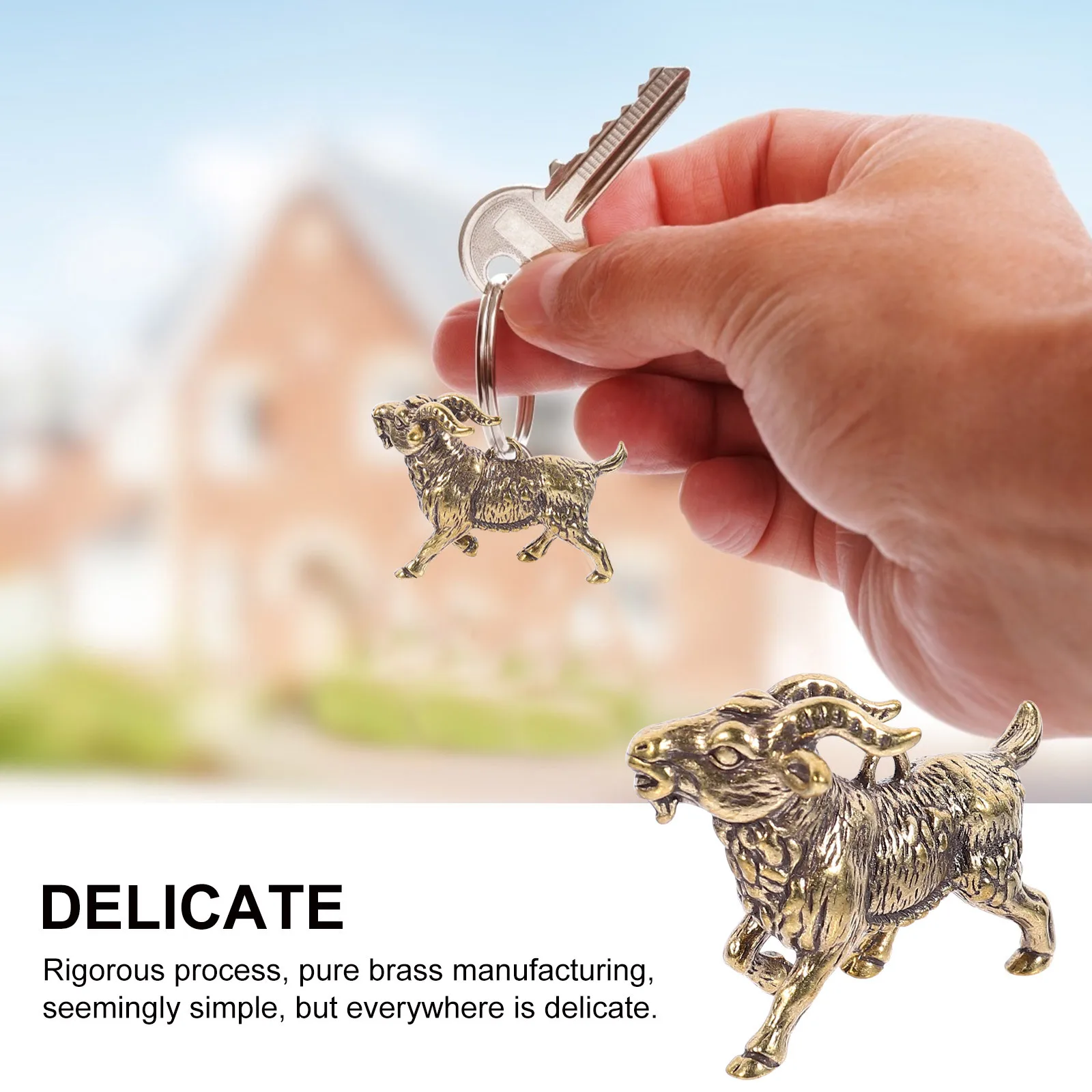 

Brass Goat Keychain Charm Premium Handmade Hollow Pendant Decorative Lucky Hanging Charm Adornment Keychain Pendant