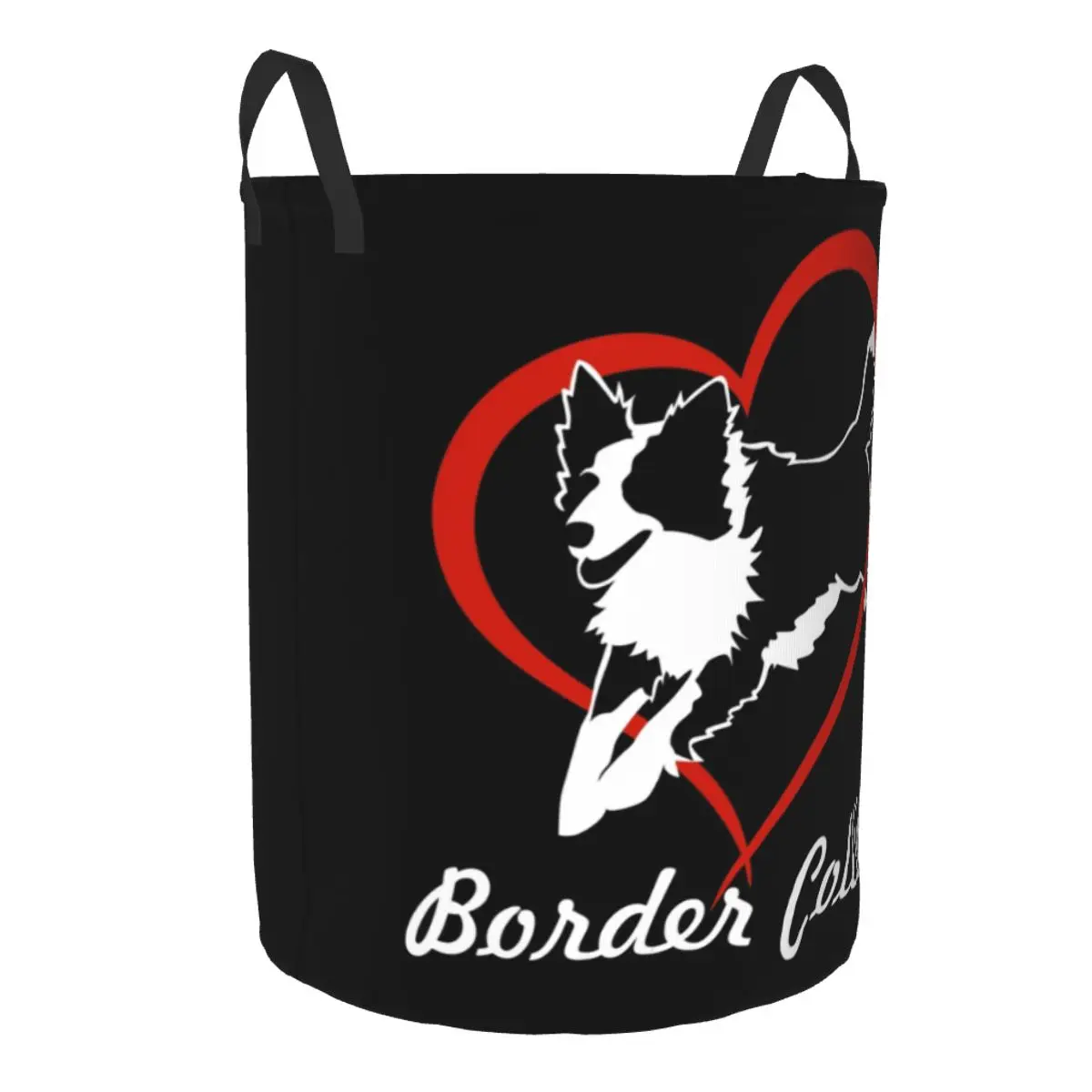 Cute Love Border Collies Laundry Basket Collapsible Dog Pet Toy Clothes Hamper Storage Bin for Kids Nursery