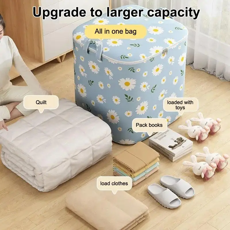 Large Moving Storage Bag For Clothes And Blankets Home Organization Cabinet Dustproof Box Non-Woven Fabric Japanese Style Bag