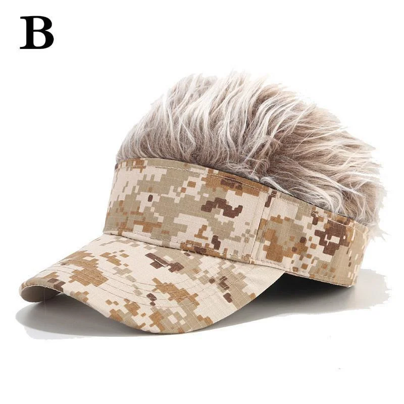 Men\'s Wig Camouflage Hat Fashion Casual Golf Baseball Cap Multi Color Wig Sun Visor Adjustable Button Sports Rock Punk Style