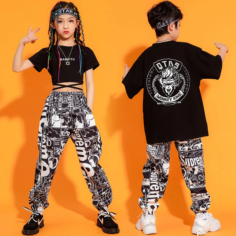 

Kids Ballroom Fashion Jazz Hip Hop Costumes for Girls Boys Dancewear Street Dance Wear Outfits Dancing Clothes T Shirts Pants
