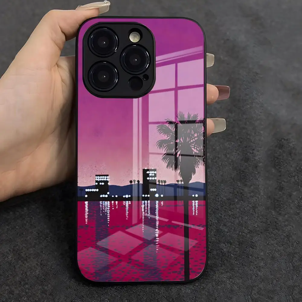 Чехол для телефона H-Hiroshi Nagai с иллюстрацией для iPhone 17 Air 16 E Pro Max 15 14 13 Mini 12 Pro 11 Max Plus, черный, стеклянный
