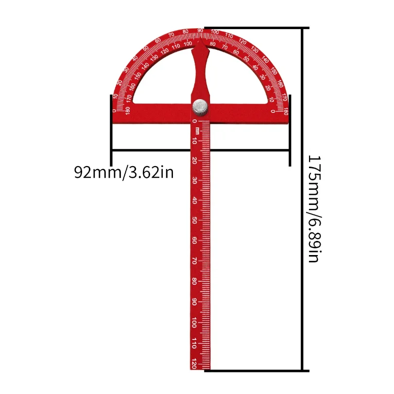 Aluminum Alloy Protractor Angle Marking Ruler, Multifunctional Protractor Woodworking Ruler for High-precision Angle Measurement