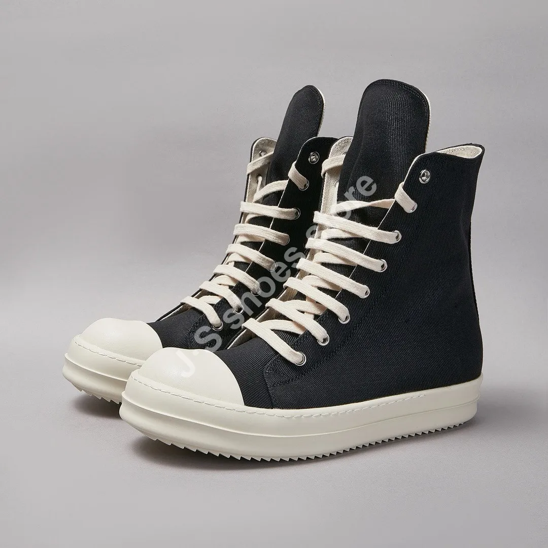 R-o High Top Ankle Boot Black Canvas 3