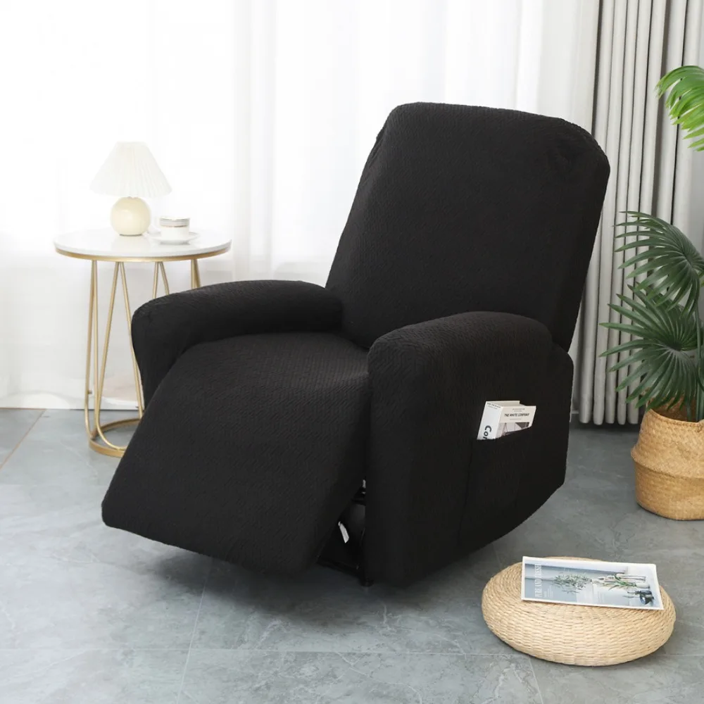 

Elastic 1 Seat Sofa Cover Stain Resistant Wear-resistant Recliner Cover with Pocket Anti-Pet Scratching Sofa Protector Study