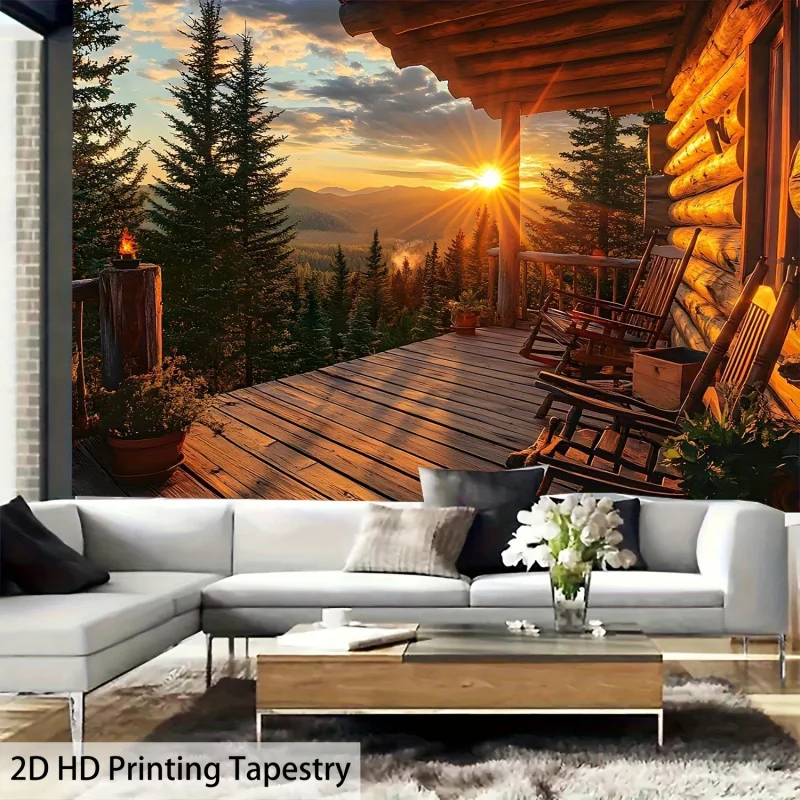 Fantasy Mysterious Forest Sunset Landscape Tapestry Living Room Dormitory Decoration Polyester Fiber Wall Hanging