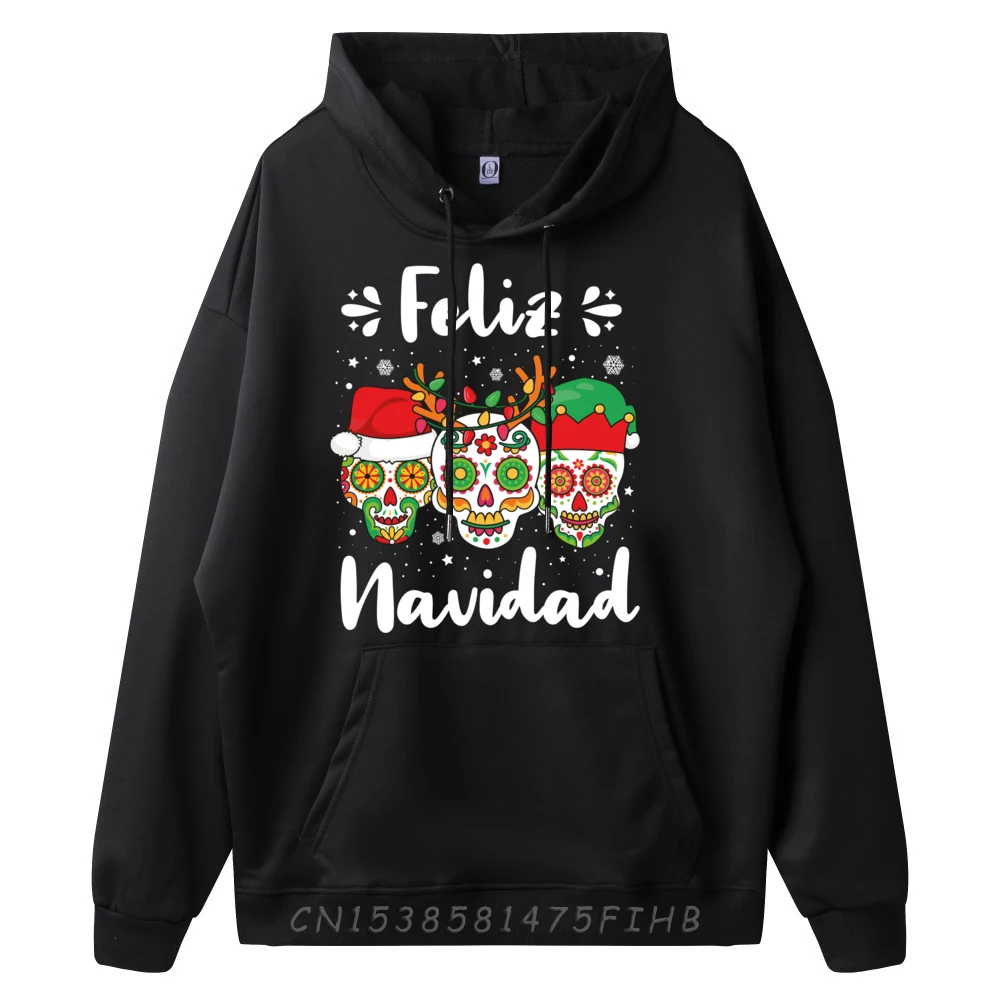 Feliz Navidad Sugar Skulls Christmas Reindeer Santa Mexican Men Clothes Meme Sweater Gothic Style