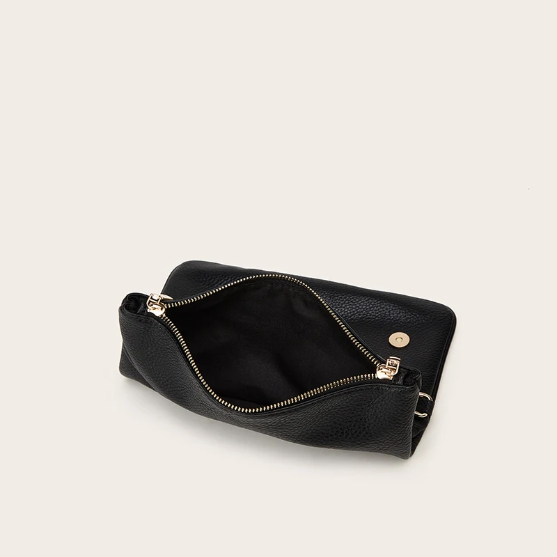 防水ライチテクスチャPUクロスボディバッグ - フリップロック開閉式＆調節可能なチェーンストラップ付きのトレンディなアンダーアームバッグ