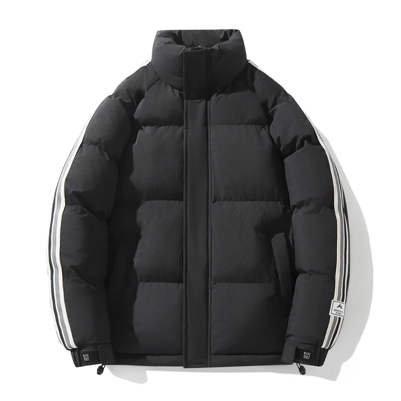 

Мужская зимняя куртка из хлопка с воротником-стойкой, теплая, ветрозащитная, свободного кроя, однотонная, с длинными рукавами, для молодежи