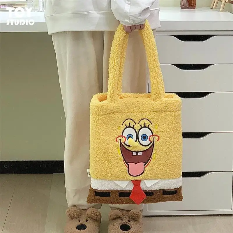 

SpongeBo Patrick Star Lamb Fleece Shoulder Bag Cute Women Winter Cartoon Japanese Style Casual Plush Bag Anime Kawaii 2026 New