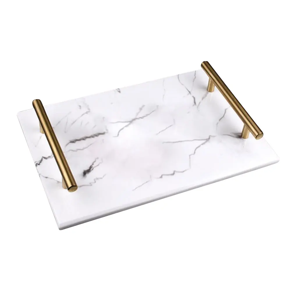 Nordic Resin Imitation Marble Tray Storage Board Cake Dessert Sushi Jewelry Display Plate Home Hotel Bathroom Decoration