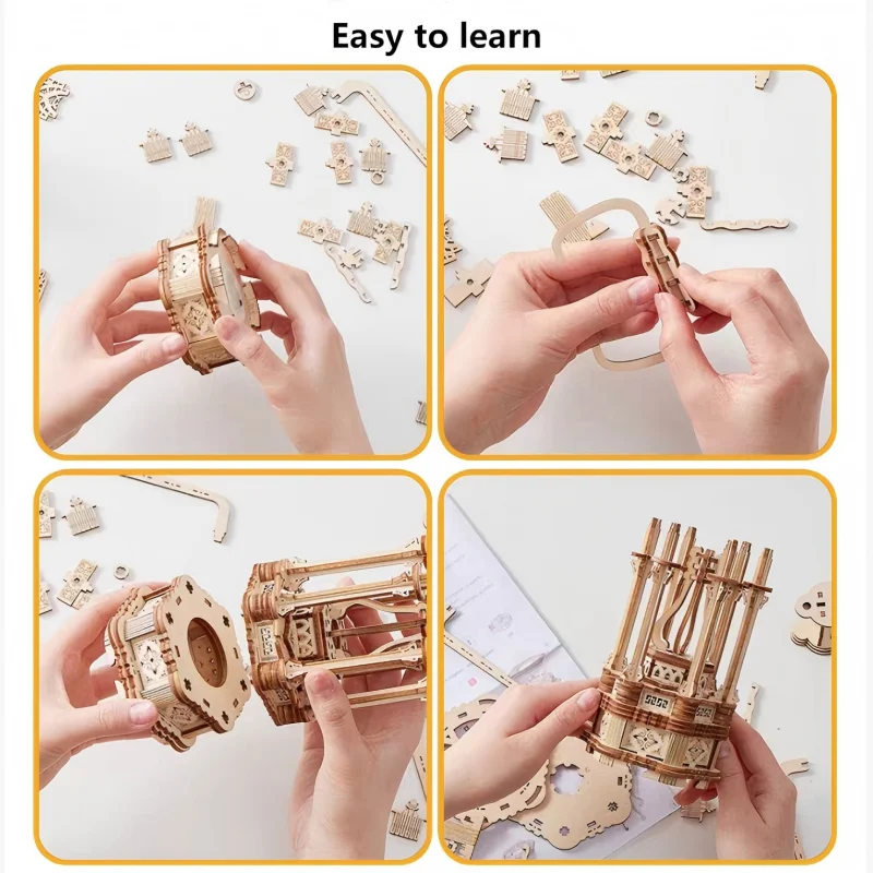 Puzzle in legno 3D Villa House Castello Reale and Windmill Con Assemblaggio Tiny House  Assembly Model Miniature House Diy Kit