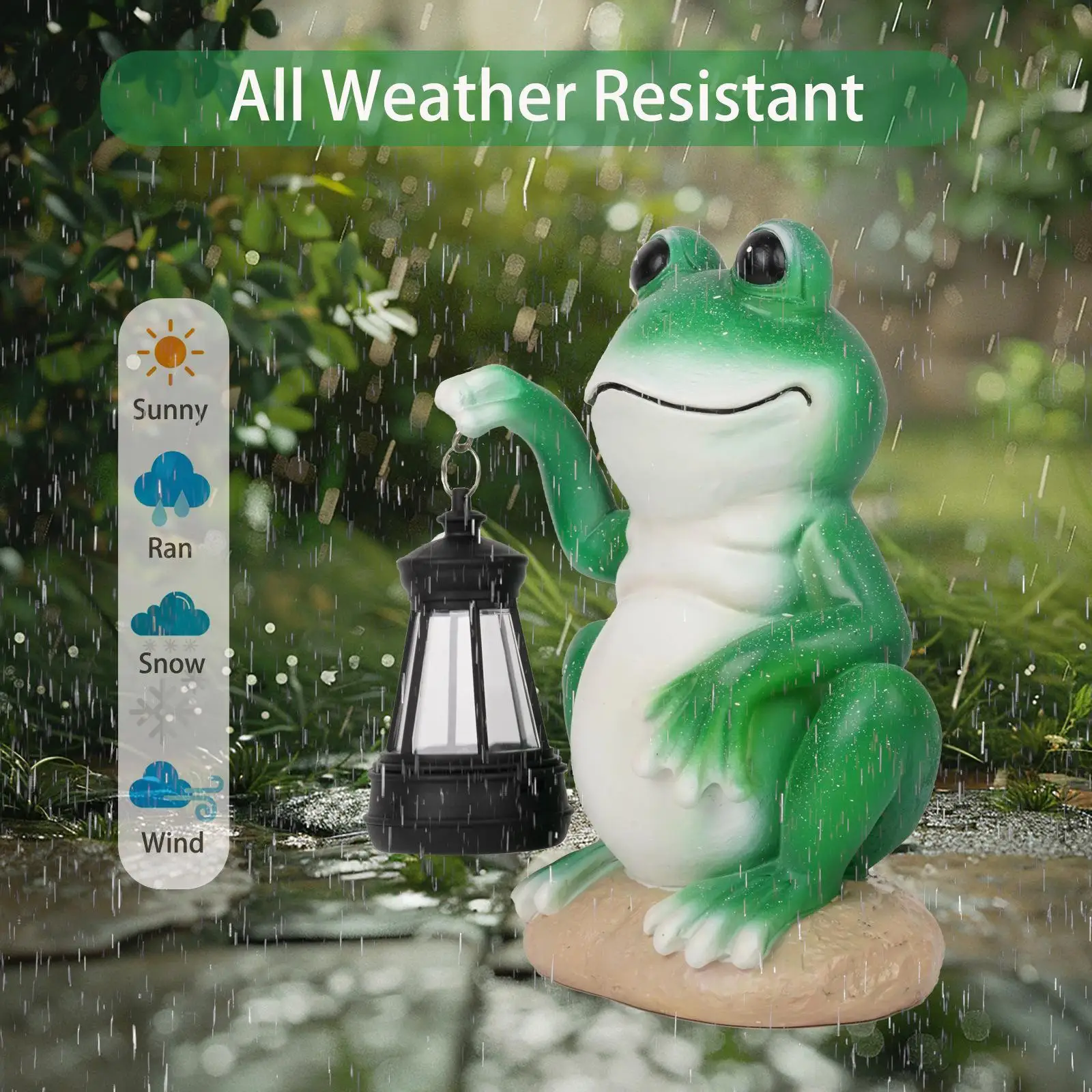 

Solar Frog Statue with Solar Lantern Resin Housewarming Ideal Gift Garden Decoration for Patio Shelf Thanksgiving Yard Pathway
