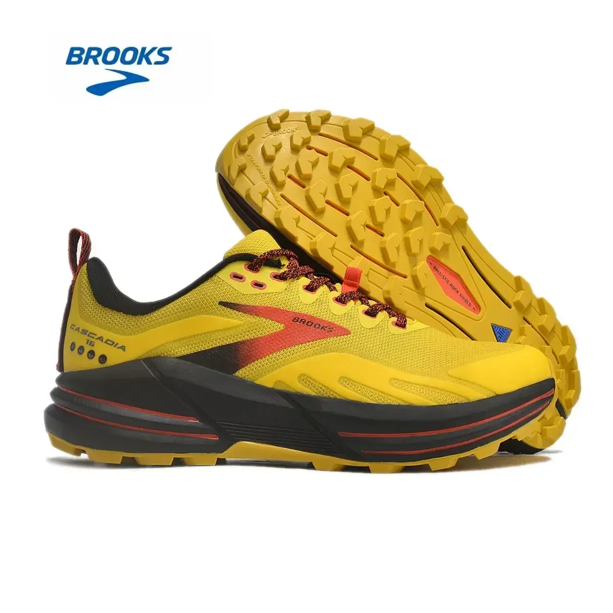 BROOKS-tênis de corrida casual para homens e mulheres, tênis de treinamento esportivo de estrada de longa distância, branco, marrom amarelo claro, cascadia 16