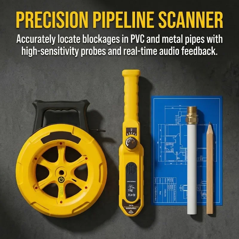 [100% NEW] ZHOUCE ZC-D820 20M/30M Pipe Blockage Detector For Wall Metal PVC Pipe Clog Finder Professional Electrician Pipeline T