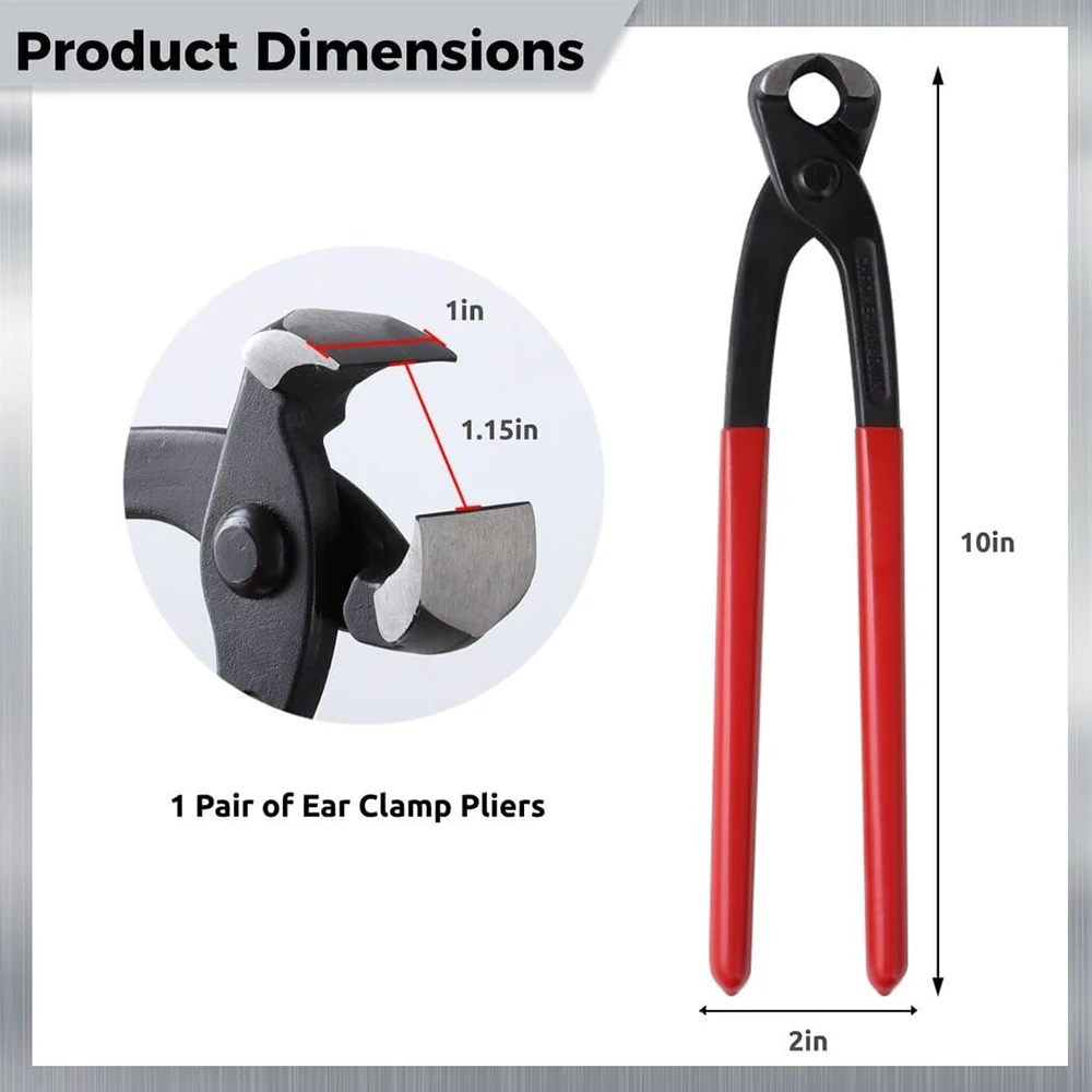 Single Ear Hose Clamp Pliers, 10-inch Double Ear Clamp Pliers, Ear Clamp Crimping Tool, Nail Puller Remover, Iron Wire Cutting