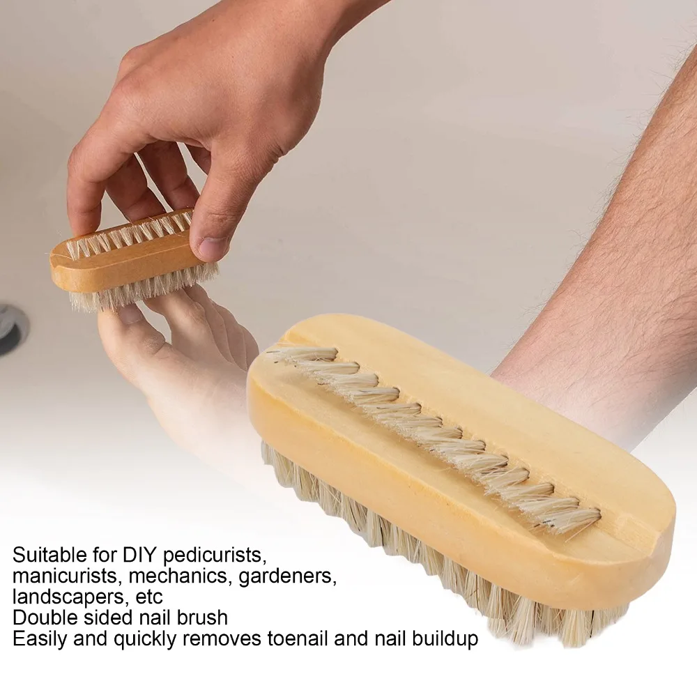 Wooden Nail Cleaning Brush Double Sided Two-sided Double Sided Nail Scrubber Toenail Cleaning Brush Household Personal Cleaning