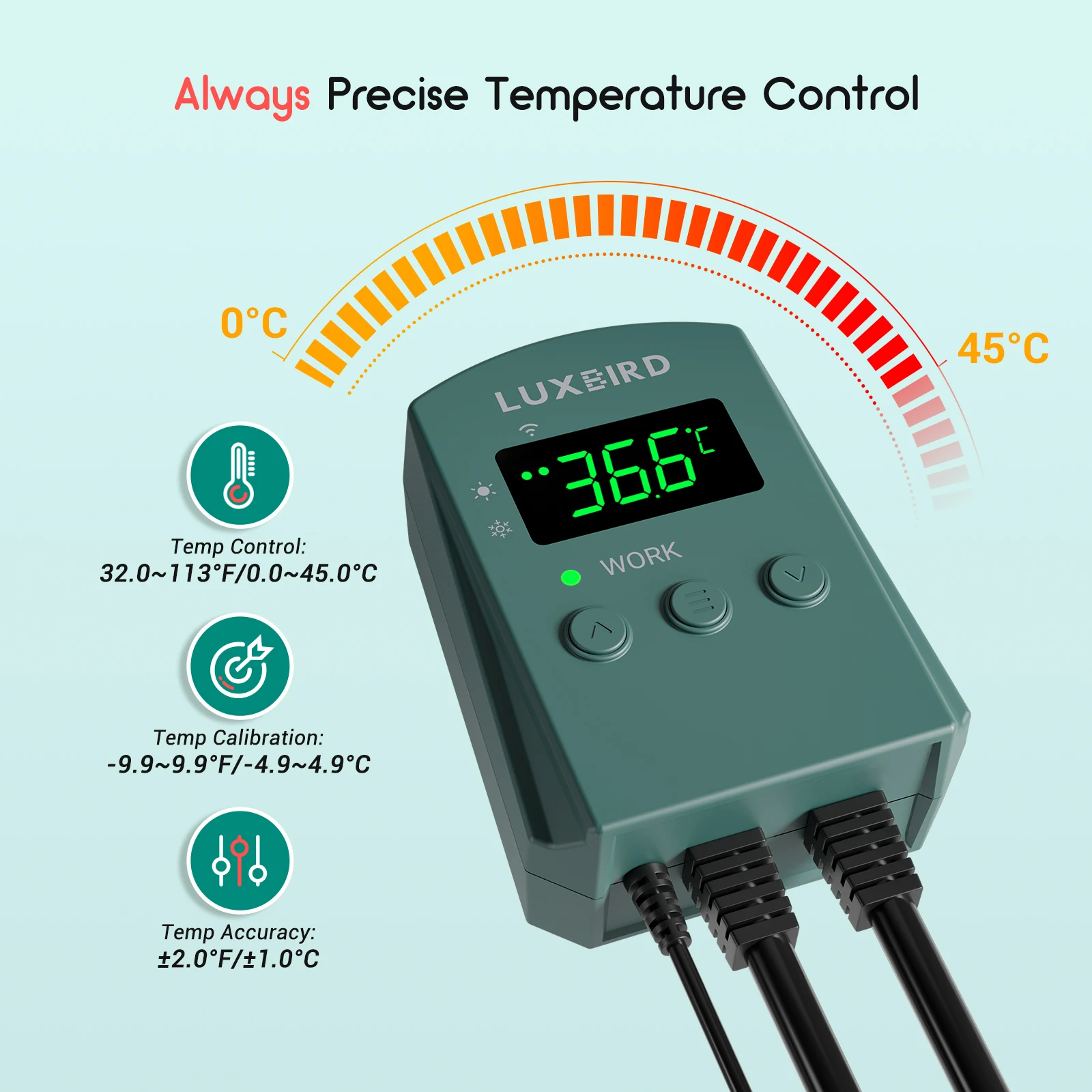 LUXBIRD WiFi Temperature Controller with Heating Cooling Modes Ideals for Seedling Germination,Reptiles,Refrigeration,Home Brewi