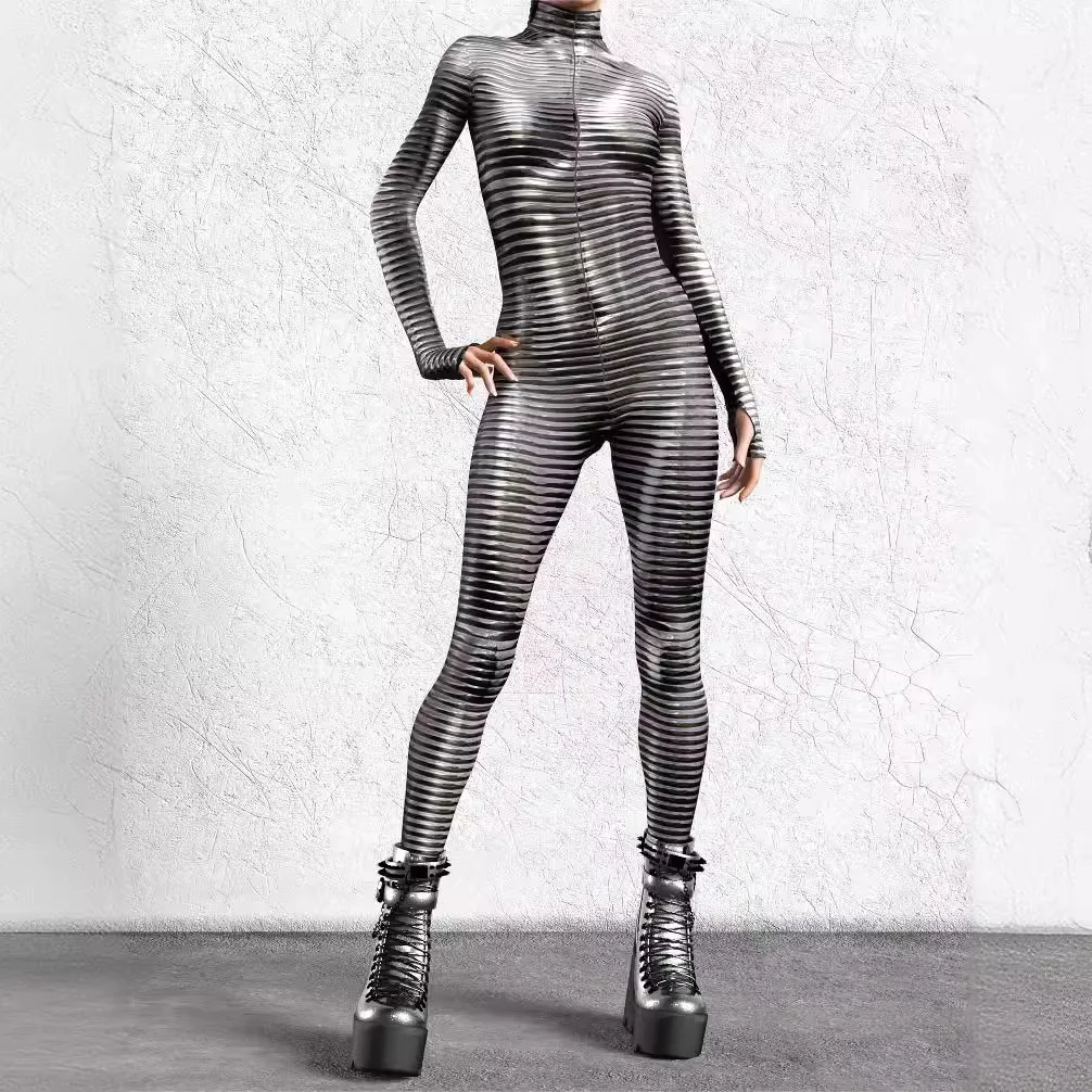 

2024 Cyberpunk Women New Jumpsuit Cosplay Bodysuit Skeleton Steampunk Bodycon 3D Printed Adult Zentai Halloween Carnival Party