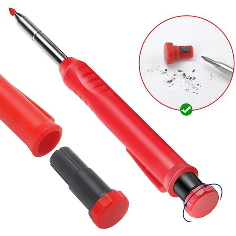 Carpinteiros Mecânicos Lápis Set, Construído em Sharpener, 12 Pcs Recargas, Scriber, Ferramentas de Marcação para Arquiteto