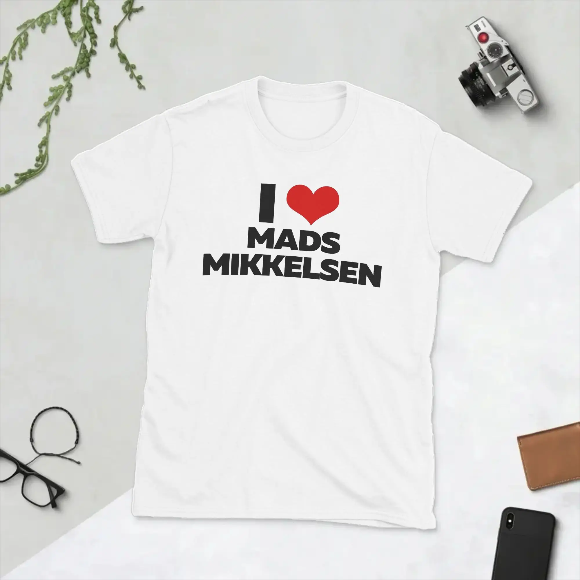 Men T-Shirts I Love Mads Mikkelsen Vintage Pure Cotton Tee Shirt Short Sleeve  T Shirts O Neck Clothes Summer