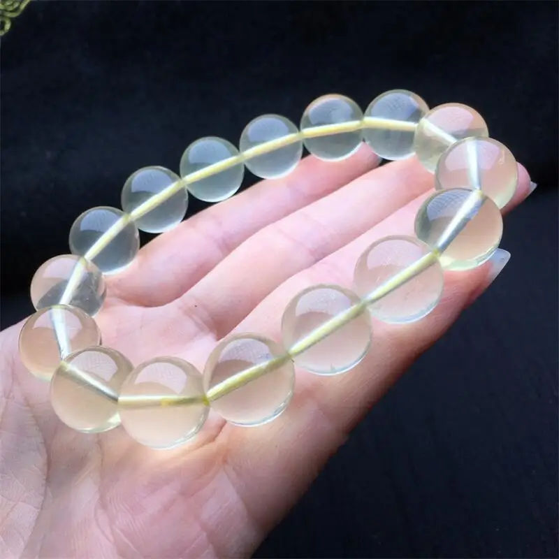 12MM Natural Lemon Citrine Bracelet For Men Women Energy Crystal Aura Healing Yoga Elastic Couple Jewelry 1PCS