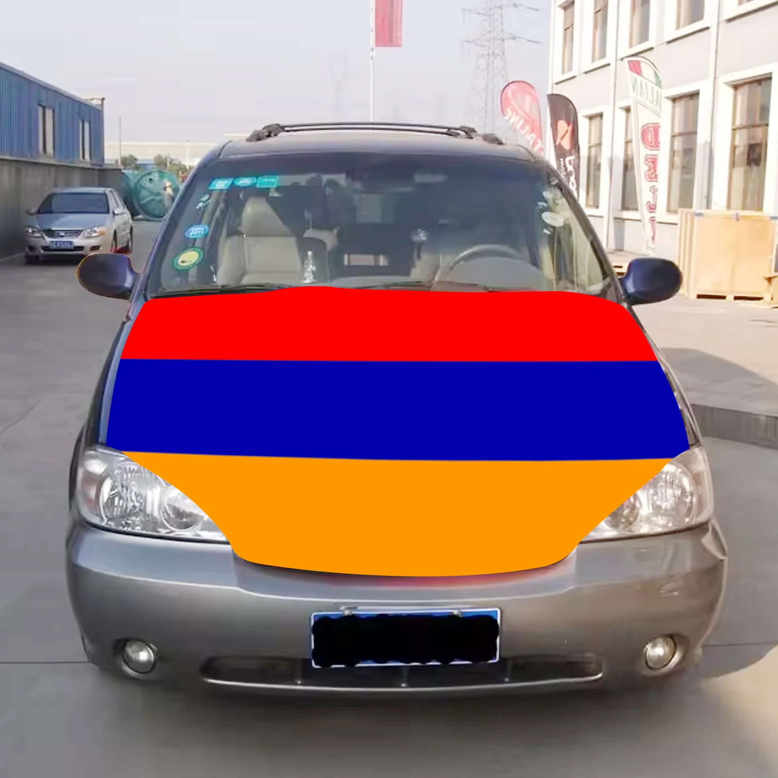 Armenia Car Hood Cover Flag  Universal Size Elastic Polyester 120x150cm for Car Decor