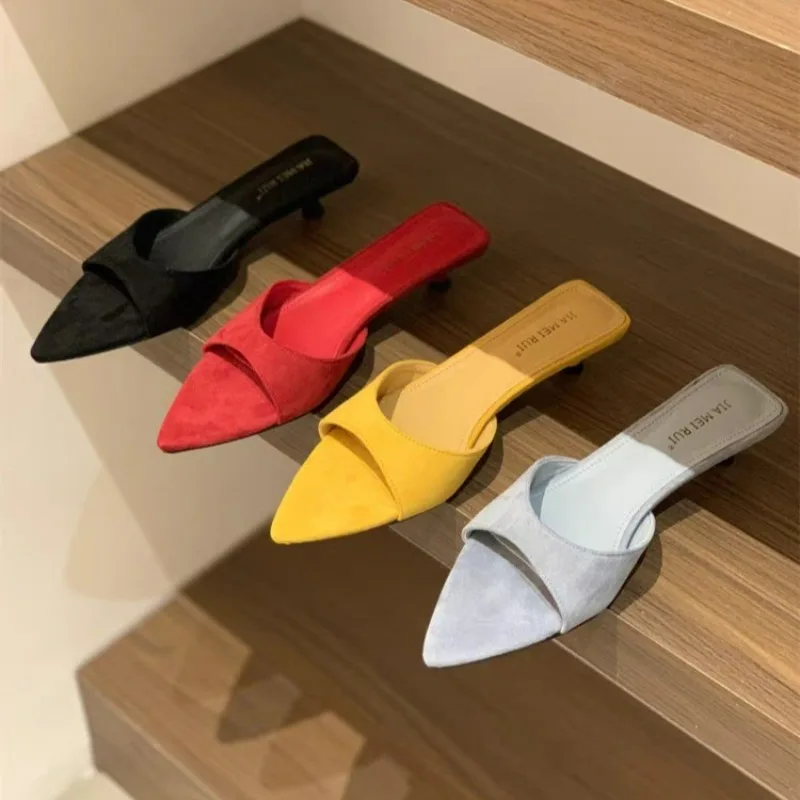 

Designer Luxury Sexy Thin High Heel Summer Women Slippers Fashion Peep Toe Dress Slides Ladies Stripper Party Sandals