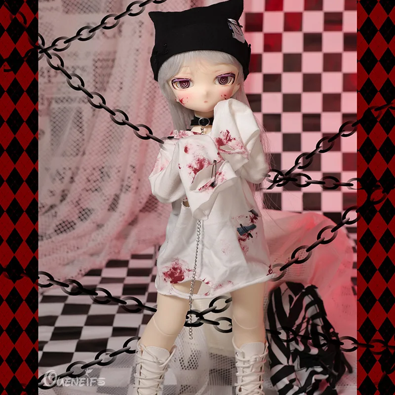 Sogo BJD Doll 1/4 ShugaFairy 39cm Zombie Themed One-eyed Girl Blood Splattered Style Resin Art Gifts Joint Doll