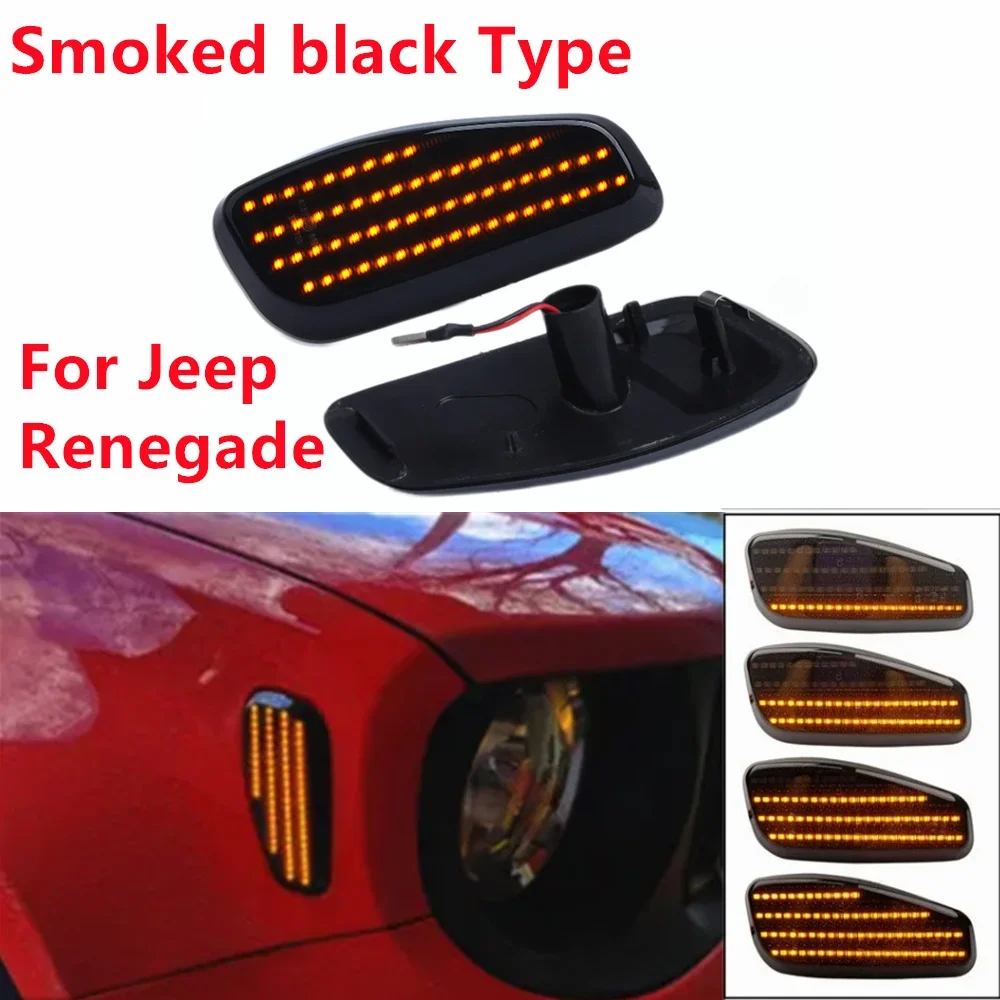 

2pcs Smoke Lens Led Front Side Marker Light For Jeep Renegade 2015-2022 Full Led Turn Signal Lamps