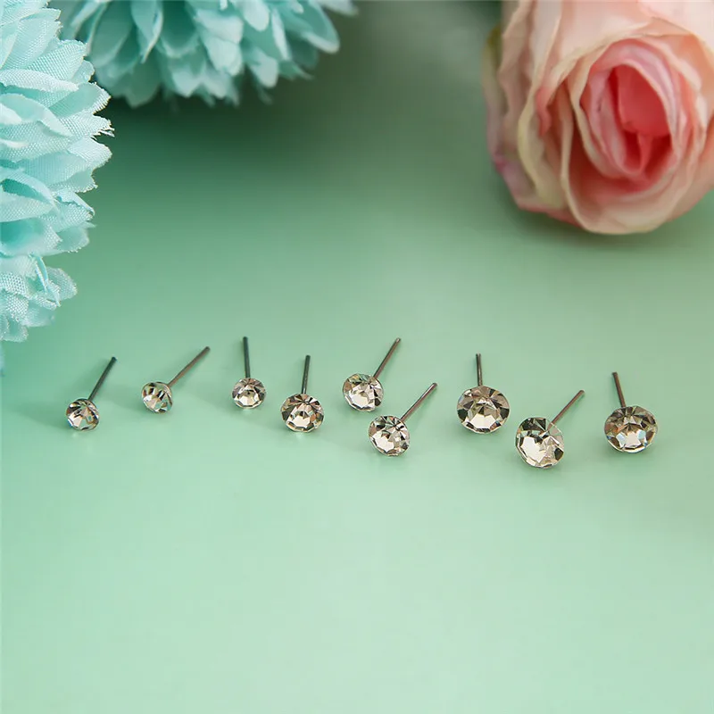 36pairs Mixed Sizes Rhinestone Stud Earrings For Women Girls Crystal Earrings Set Wedding Party Jewelry Gift