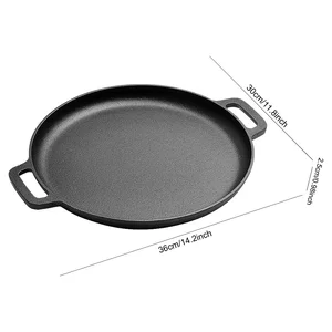 Griddle of cast iron, crepes and pizza with double straps, pancake pizza pan, kitchen, outdoor barbecue pots, fry pan, 30cm 8 Main Sales Big Frying Sales - №8