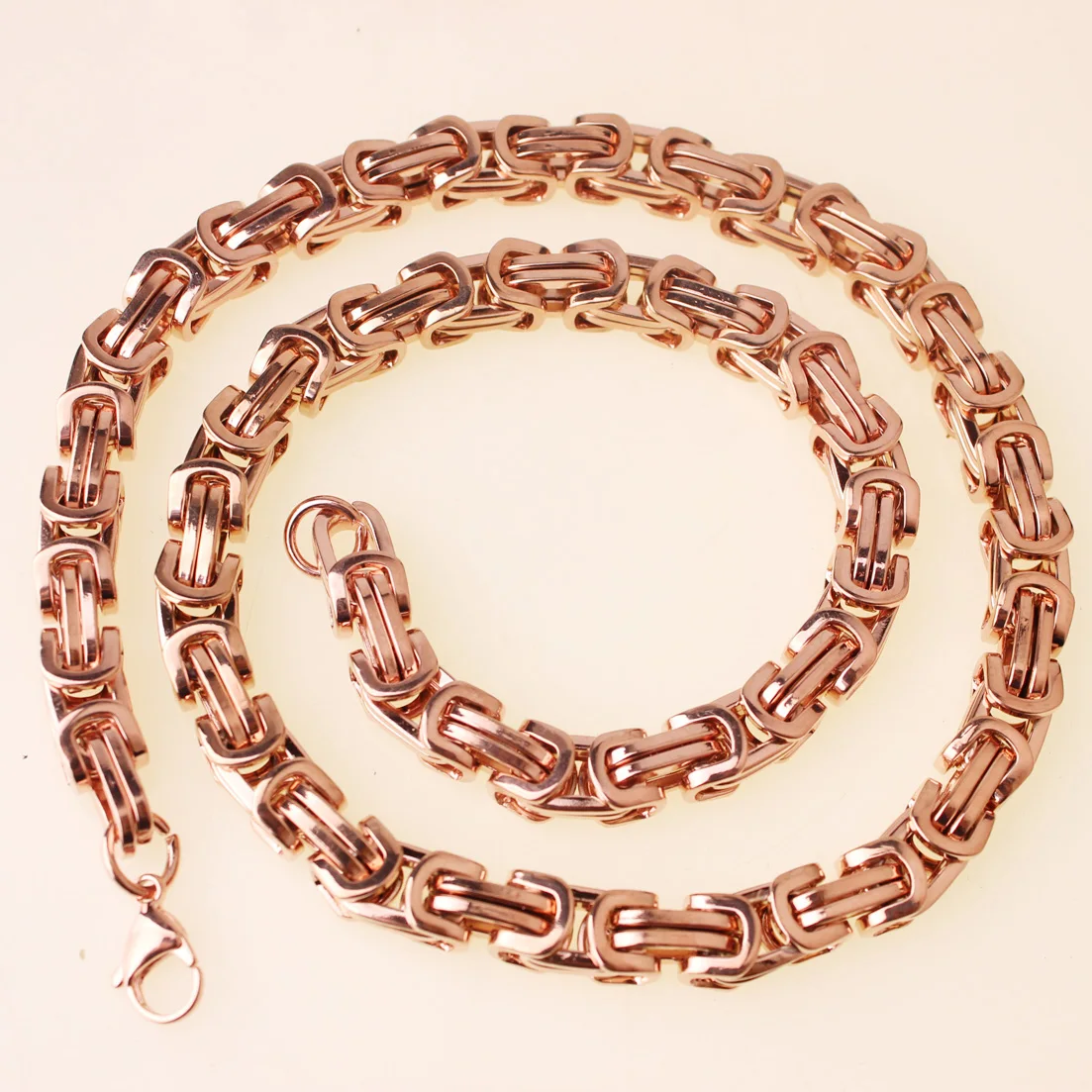 Fashion Rose Gold color  Womens Male Stainless Steel 4/5/8mm Chain Necklaces Byzantine Style Mens Jewellery, Wholesale or retail