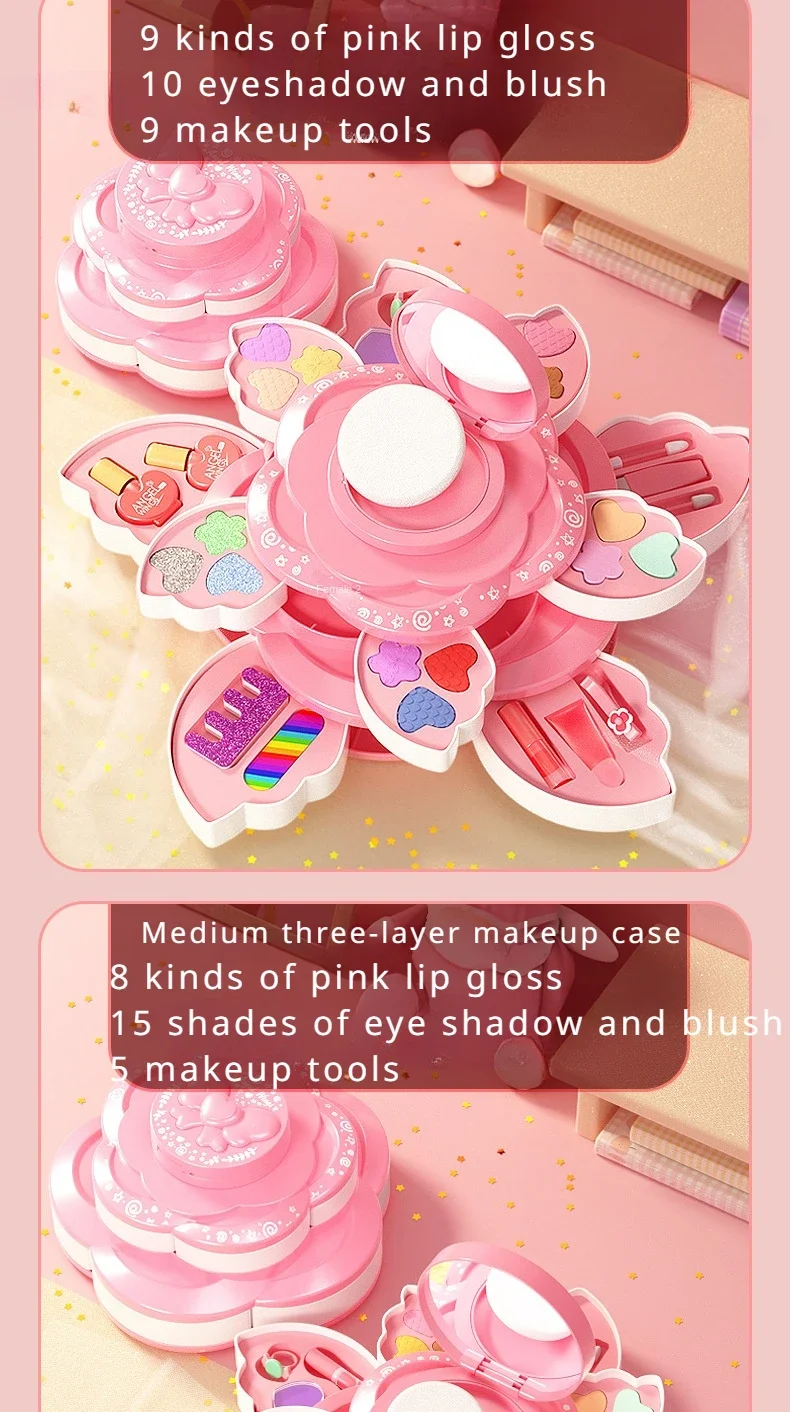 Make-up-Box mit Drehöffnung, Kosmetikspielzeug für kleine Mädchen, Prinzessinnen-Make-up-Set zur Förderung von Kreativität und Fantasie – Detail 11