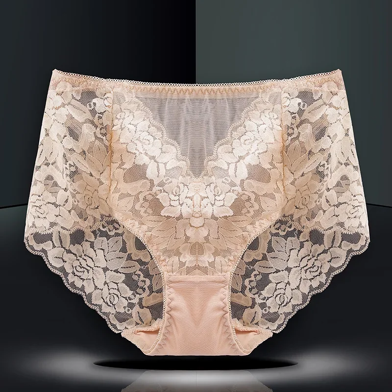 Women's High Waist Seamless Panties Sexy Lace Large Size M-5XL Briefs Embroidery Panties for Women Female Underwear Lingerie