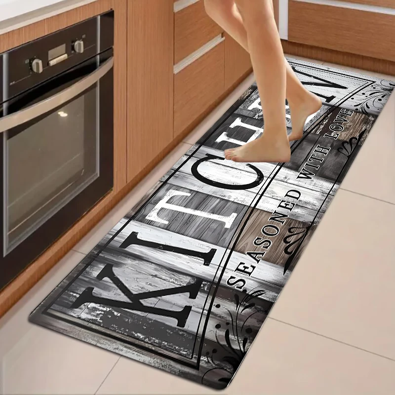 Retro Kitchen Carpet Floor Small Rug Home Decorative Mat Flannel Aniti-slip Doormat 4 Sizes 40x60cm 50x80cm 45x120cm 60x180cm